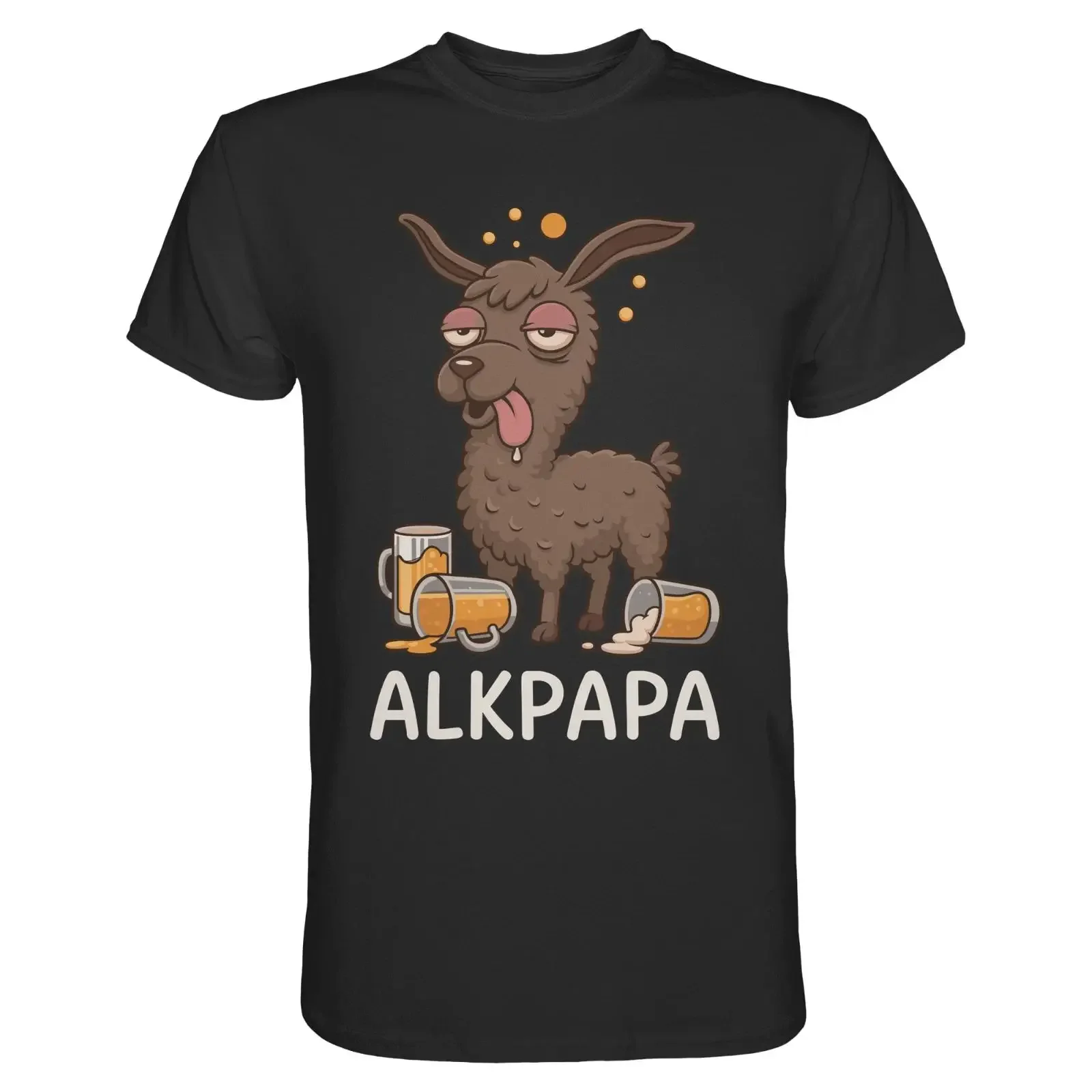 Alkpapa Beer Alpaca T Shirt Llama Saying Dad Fun Funny Drinking Party Men vintage Washed Breathable Unisex Casual Versatile