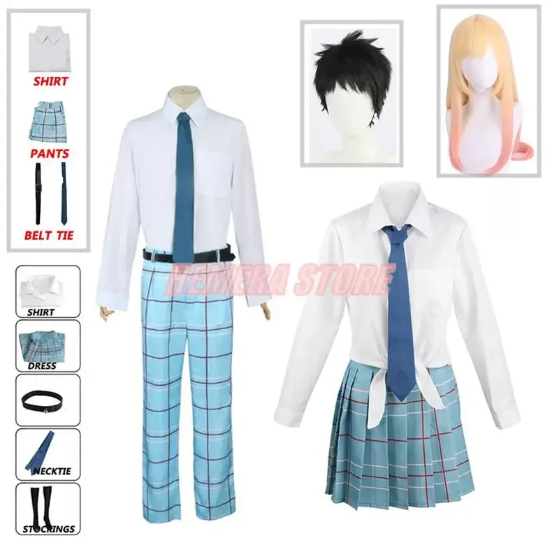 qq38Anime My Dress Up Darling Kitagawa Marin Costume JK School Uniform Skirt Pants Wig Gojo Wakana Cosplay Costumes For