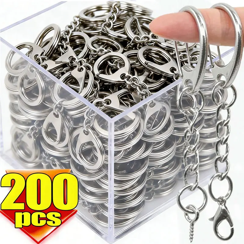 

200 шт. D-образных карабинов-крючков для ключей, поворотных застежек-карабинов, брелоков с застежками-лобстерами для изготовления подвесок и брелоков своими руками