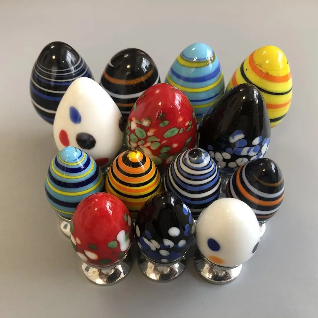 Colorful Glazed Flower Glass Drawer Pull Handle For Cabinet Home Improvement Hardware Accessories