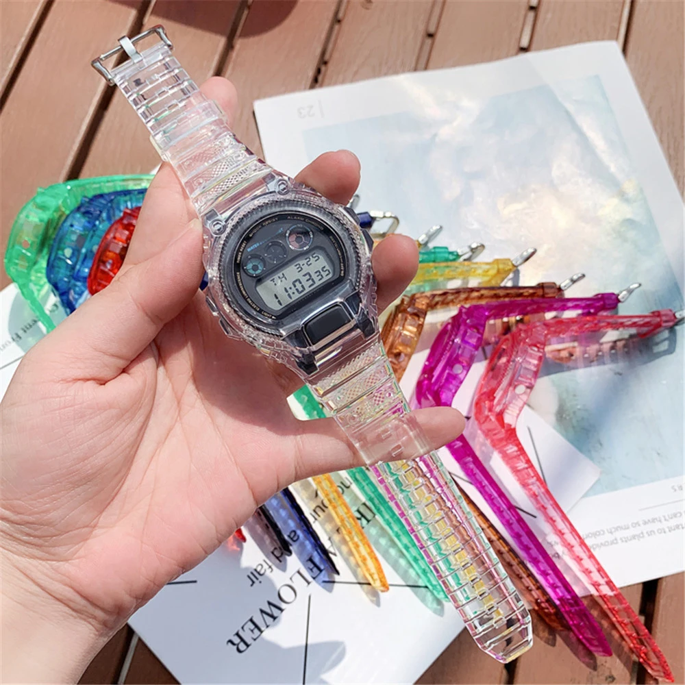 TPU Strap + Case for Casio G-Shock DW-6900 Colorful Transparent Resin Watch Bezel Band Bracelet Accessories for DW6900 Men Women