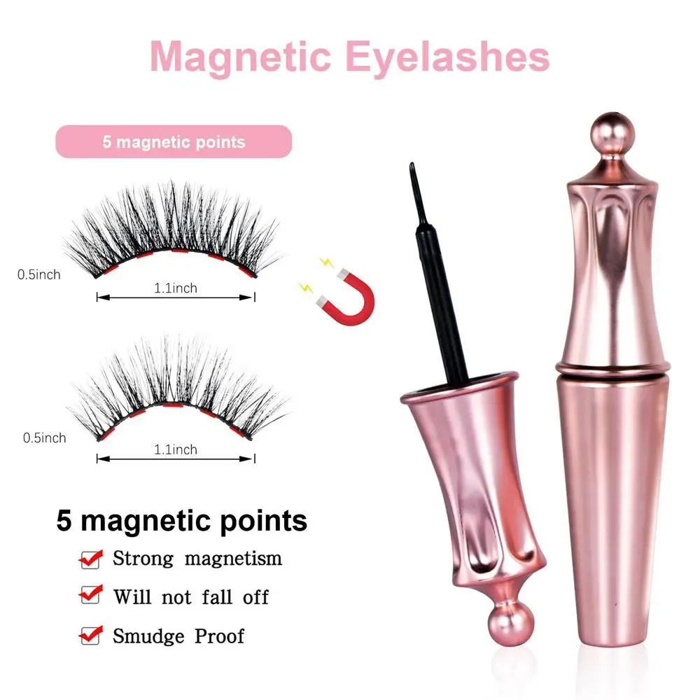 Magnetic Eyelashes and Eyeliner Kit Natural Look Full Eye Mink Lashes Extension Waterproof in Bulk Eyelash Tweezer Wholesale Set