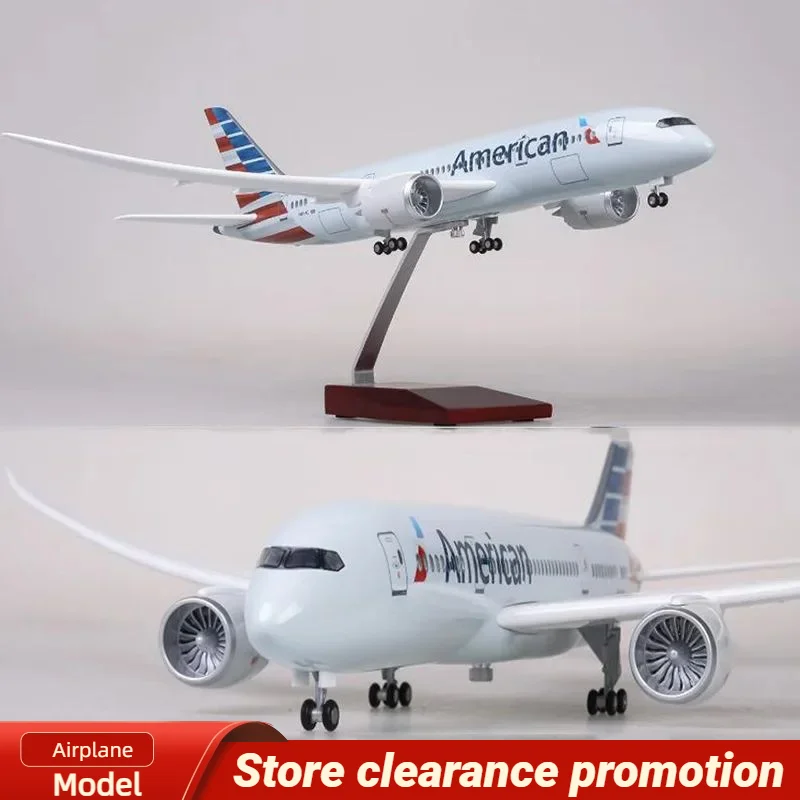 47CM 1/130 Scale Airplane Boeing B787 Dreamliner Aircraft American Airlines Model W Light And Wheels Diecast Plastic Resin Plane