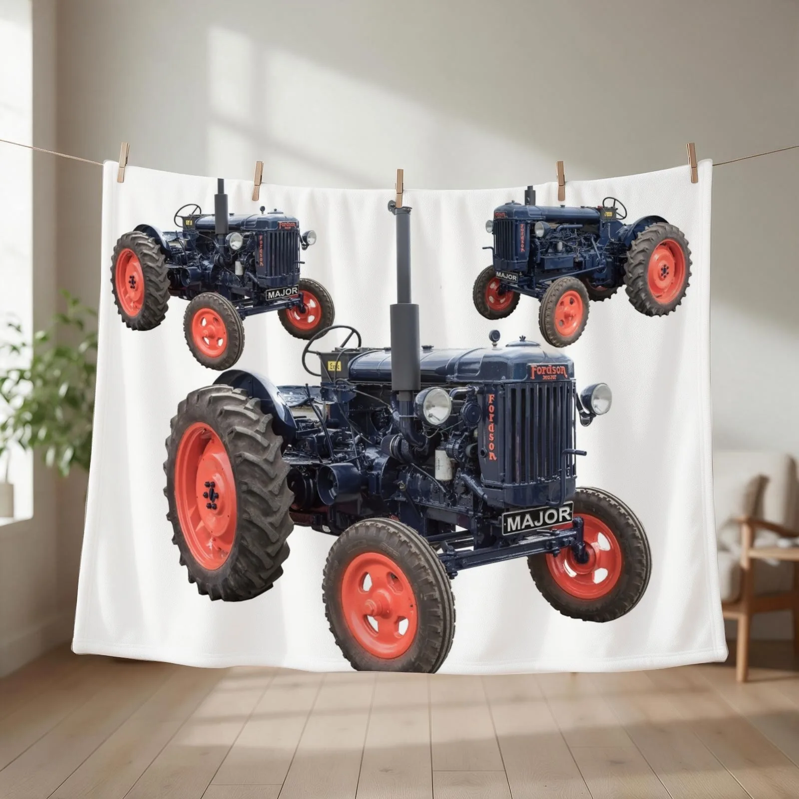 Vintage tractor Fordson Major Throw Blanket couch cozy soft plush fuzzy picnic outdoor blanket