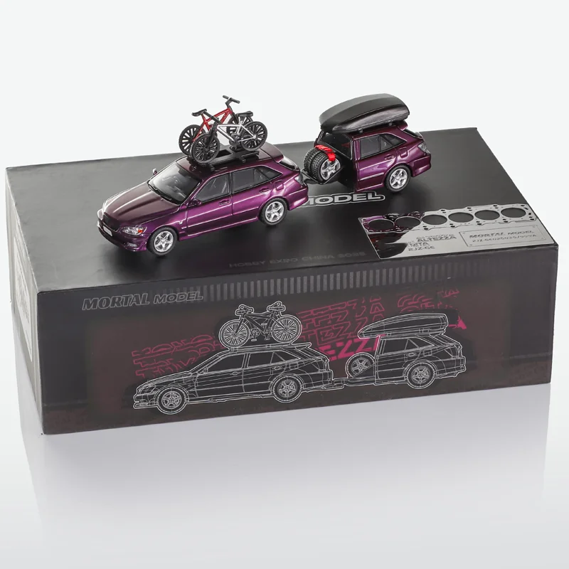 Mortal 2025 Beijing Exhibition Limited Edition HEC 1:64 Ground Shark IS200 bicycle/Set Die-cast alloy car Model Collection gift