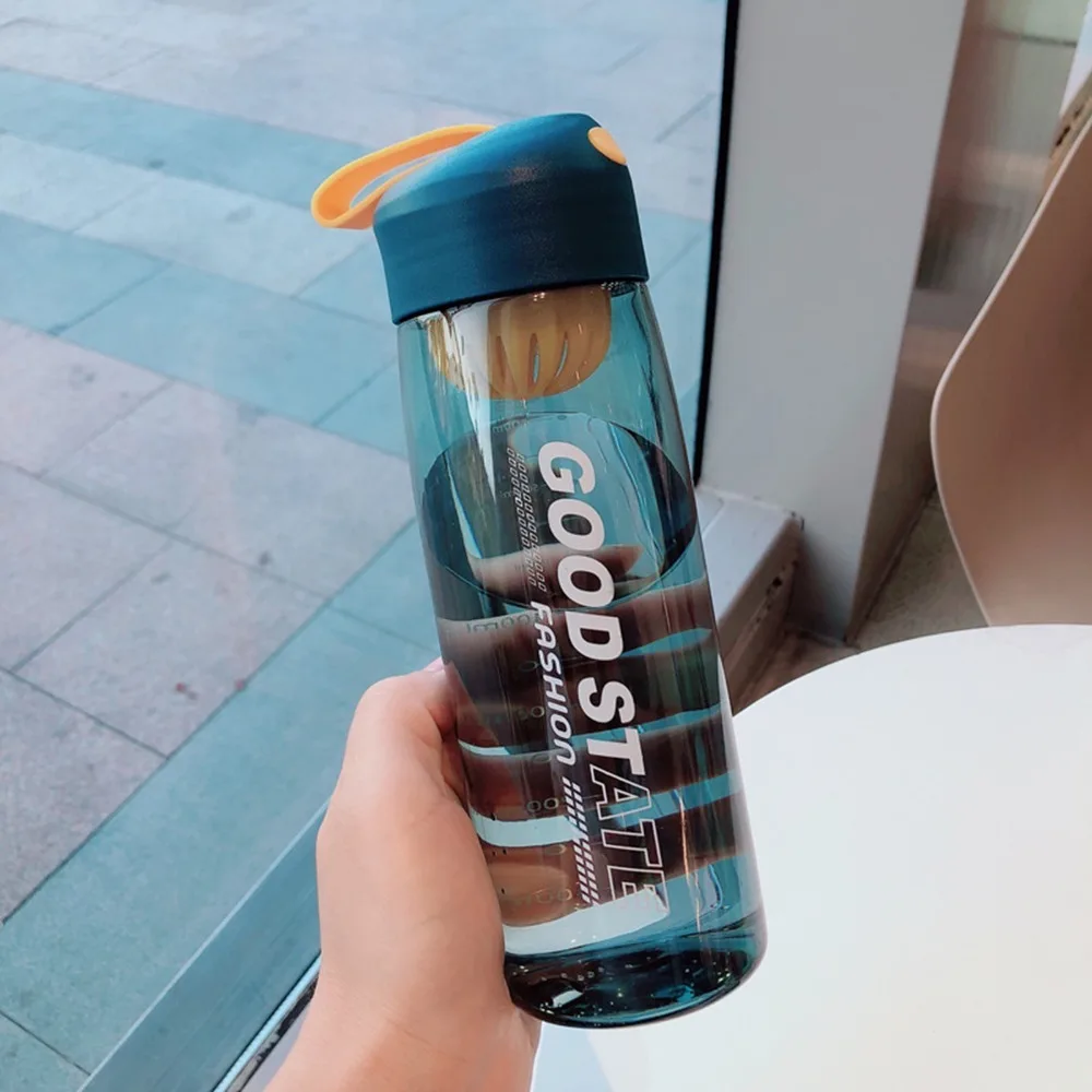 650ml Water Bottle Carry‑loop Design Food‑safe Resin Outdoor Cup Wide‑mouth Sealed Cover Household Cup Cold‑water Storage