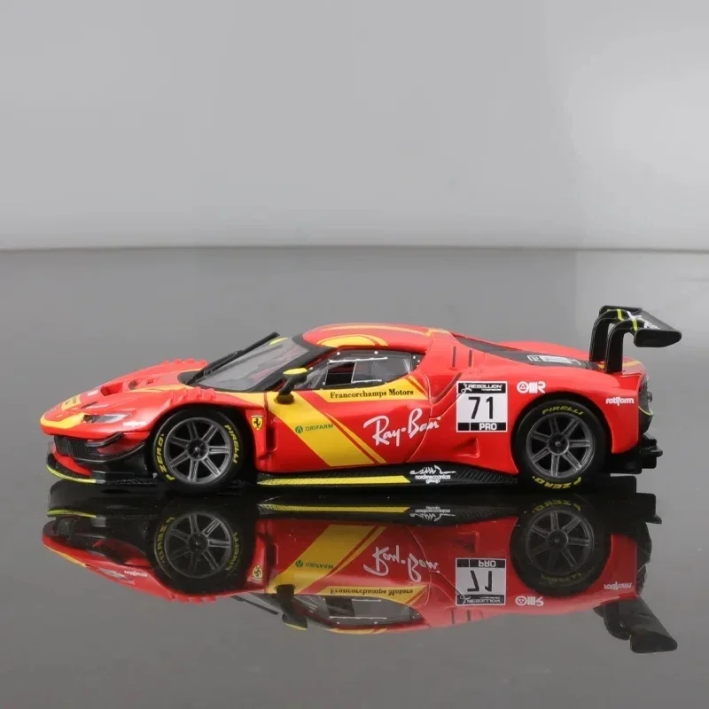 New Bburago 1:43 2023 Ferrari 296 GT3 Acrylic Box Packaging Car Model Statue Rally Car Wrc Alloy Luxury Vehicle Toys Kids Gift