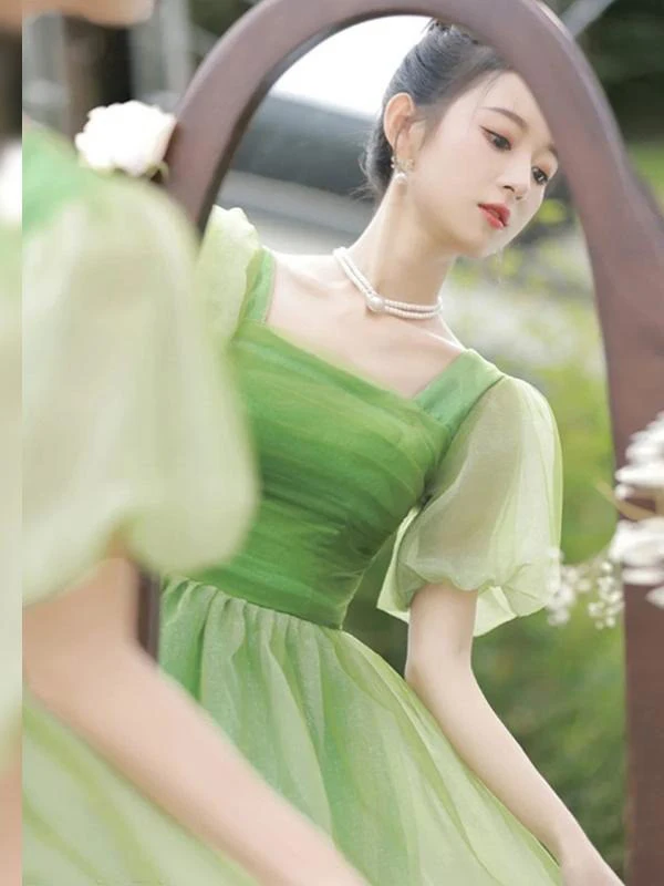 

Elegant Short Sleeve Chiffon Dress Versatile Ageless Fashion Spring 2026 High-End Women's Clothing Bubble Sleeve Princess Style