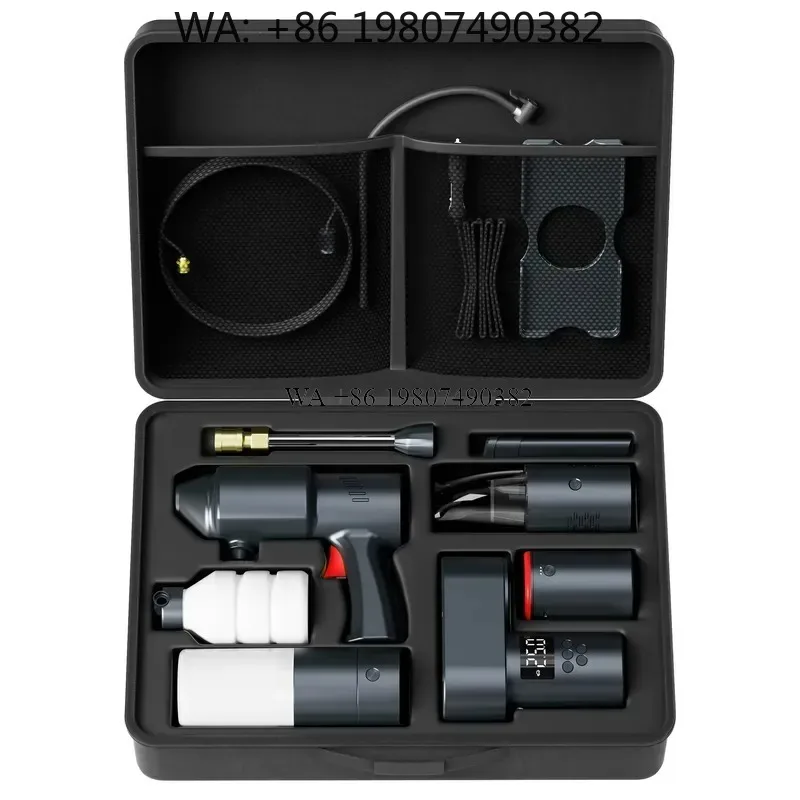 wmwmnu for Car Emergency Tool Kit High Pressure Washer Handheld Vacuum Cleaner Air Tire Inflator and Camping Light Set