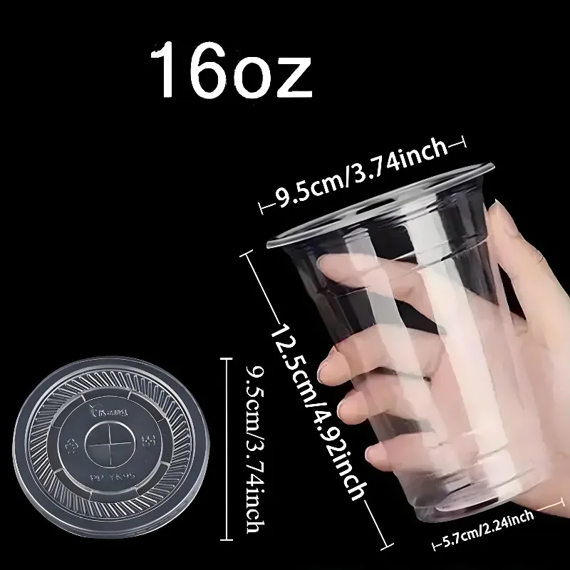Doorzichtige plastic wegwerpbeker met deksel, perfect voor bruiloften, verjaardagen, feesten, kamperen, smoothies, milkshakes, koffie, koude dranken