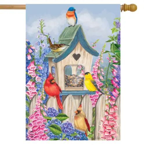 

Птицы весны цветочный домик флаг Cardinals Bluebird 28x40 дюймов Briarwood Lane