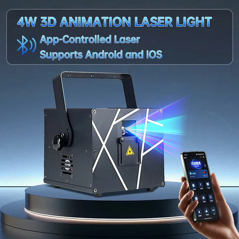 4W laserlicht 3D animatie laserprojector RGB Bluetooth-connectiviteit DMX DJ disco club bar feest bruiloft dans podiumlicht