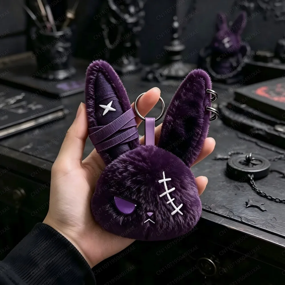 10CM New Dark Rabbit Plush Doll Bullying Rabbit Cute Doll Keychain Backpack Pendant Accessories Halloween Gift