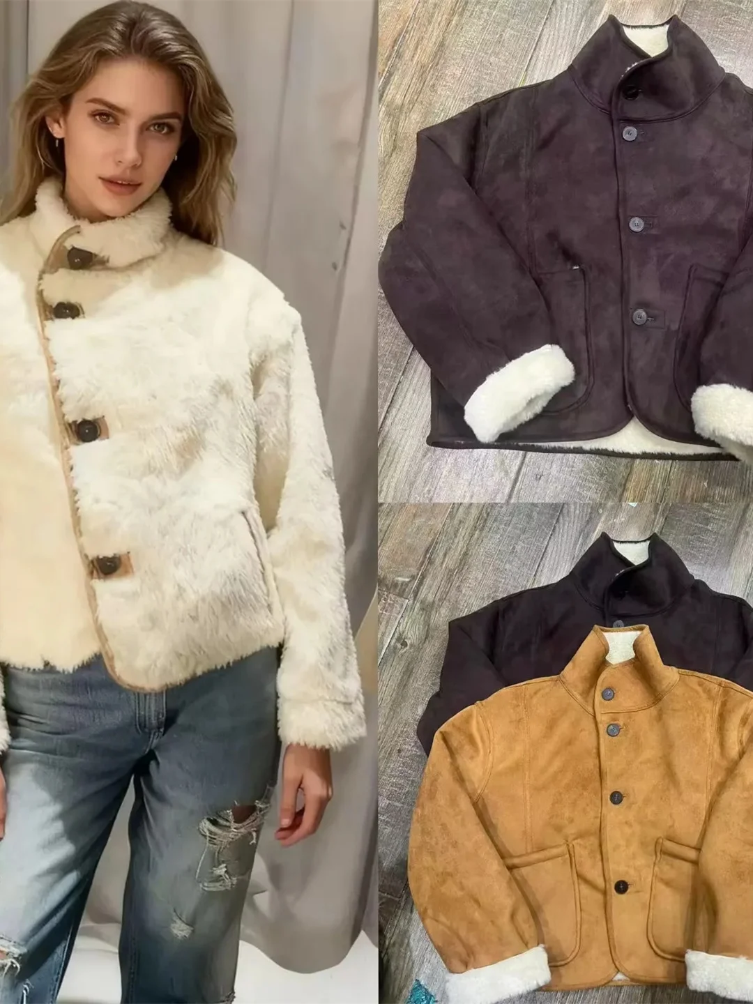 

Модная женская двусторонняя одежда в американском стиле с воротником-стойкой, осень-зима, новое поступление, верхняя одежда