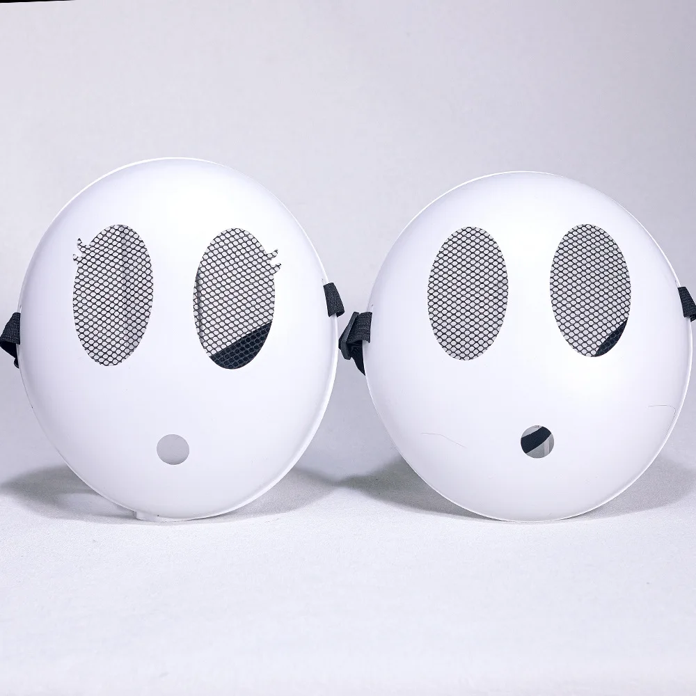 White Shy Boy Girl Mask Game for Shy Guy Kids Role-playing Masks Halloween Props Big Eyes and Small Mouth Masques Shy Guy Mask