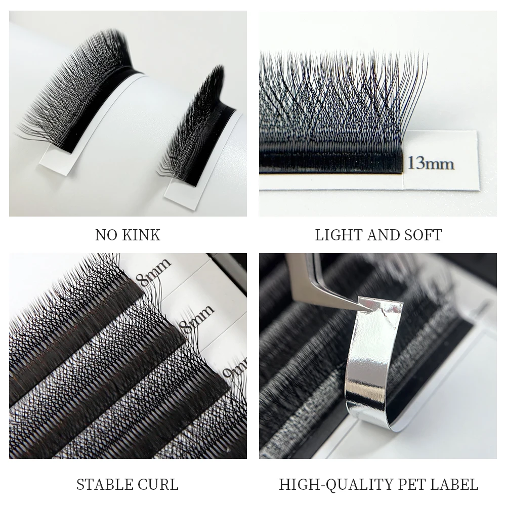 Super Soft 4D W Shape Lashes Clover Bloom Handmade Premade Volume Fans W Eyelash Extensions Natural Individual Lashes