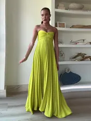 Robe de soirée plissée sans bretelles pour femme, robe de Rhélégante, robe de soirée sexy, robe maxi initiée à la fibre, 2024 nouveau