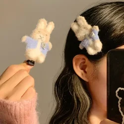 Cute Cartoon Rabbit Hair Side Clip Soft Plush Bunny Bangs Edge Hairpins Girls Sweet Hair Styling Tools Decoration Tools Gifts