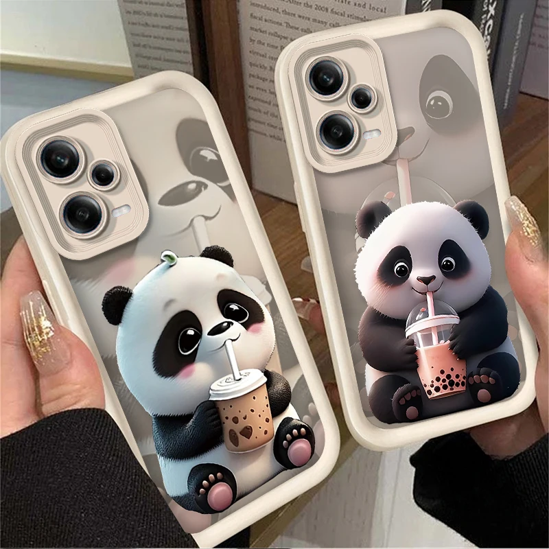 Drink Tea Milk Panda Case for Xiaomi Redmi Note 13 12 11 Pro Plus 4G 5G 12S 11S 10S 10 9 9S 8 12C 13C A3 Soft Silicone Cover