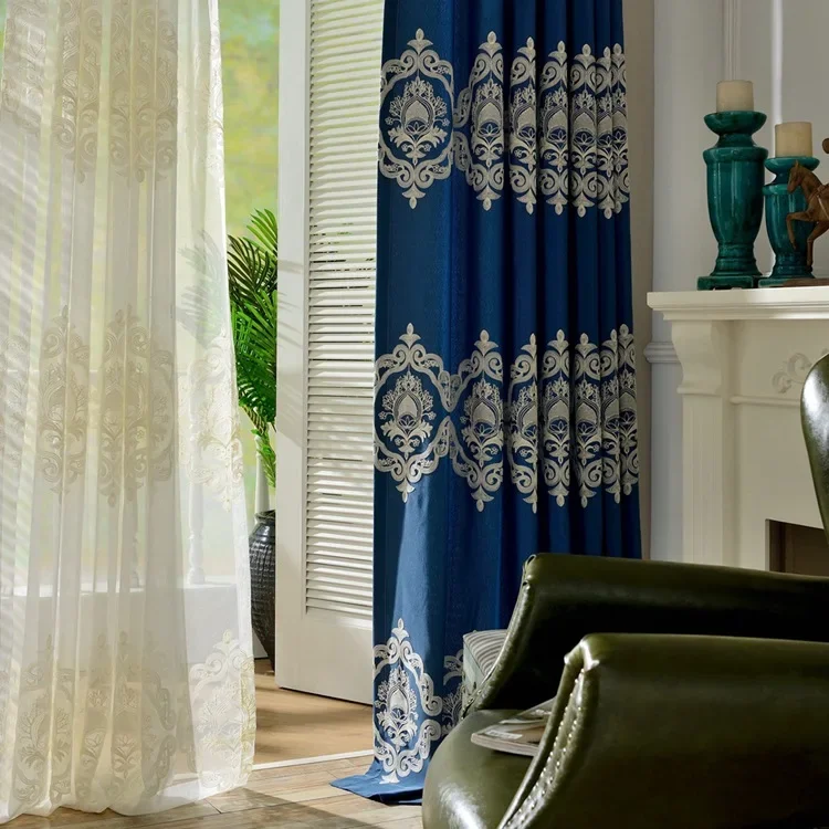 

Cotton Linen Embroidery Texture Window Curtain Suitable for Living Room Bedroom Multi-color Optional Customize Soft Drapes Blind