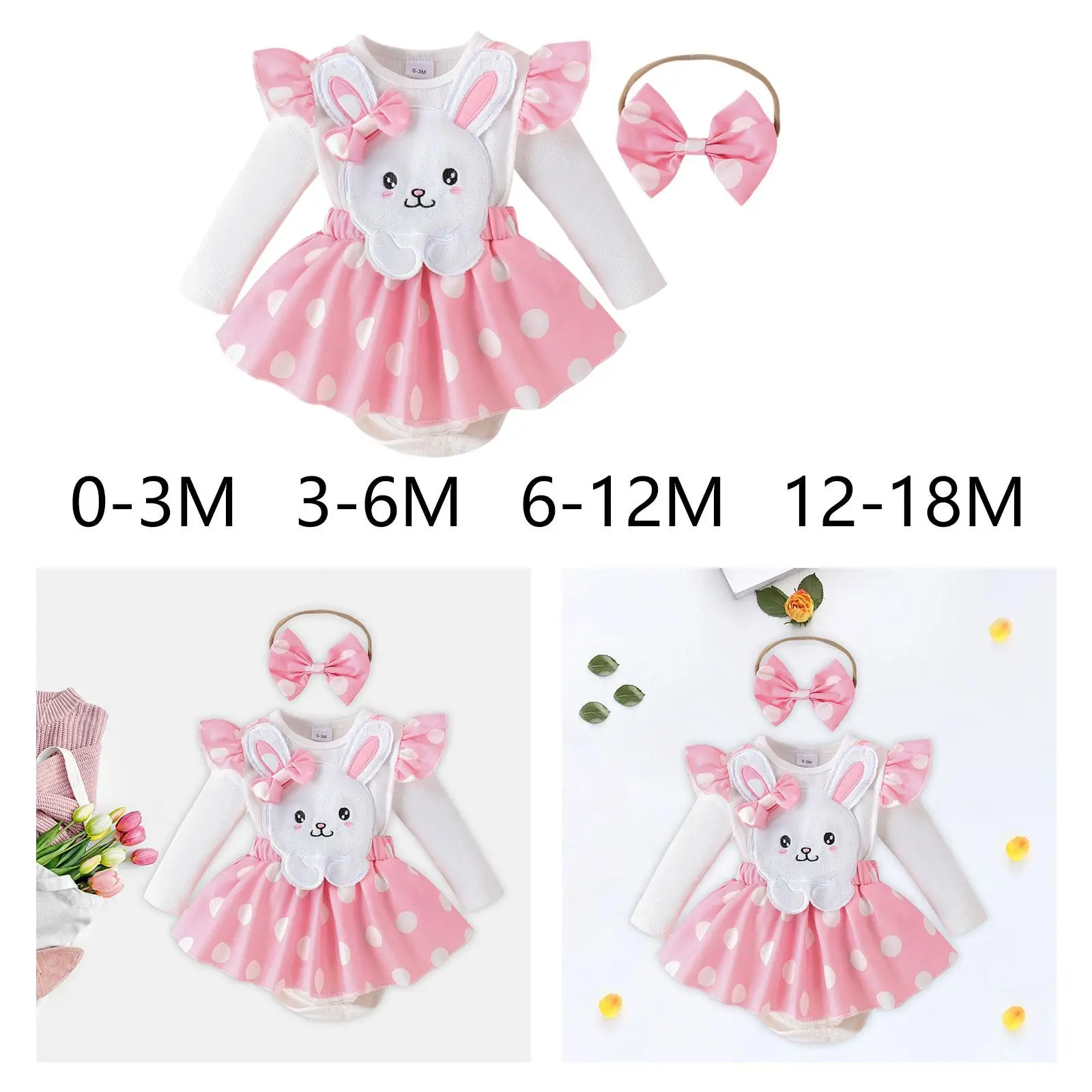 Vestido de conejo para niñas con pajarita, accesorios de disfraz de conejito de Pascua, vestido ligero para regalo, fiesta temática de baile y graduación