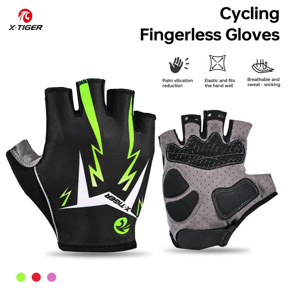 

X-TIGER Cycling Gloves Anti-Slip Silicone Palm MTB Gloves Outdoor Cycling Rock Climbing Motorcycle Reflectiv Half Finger Gloves