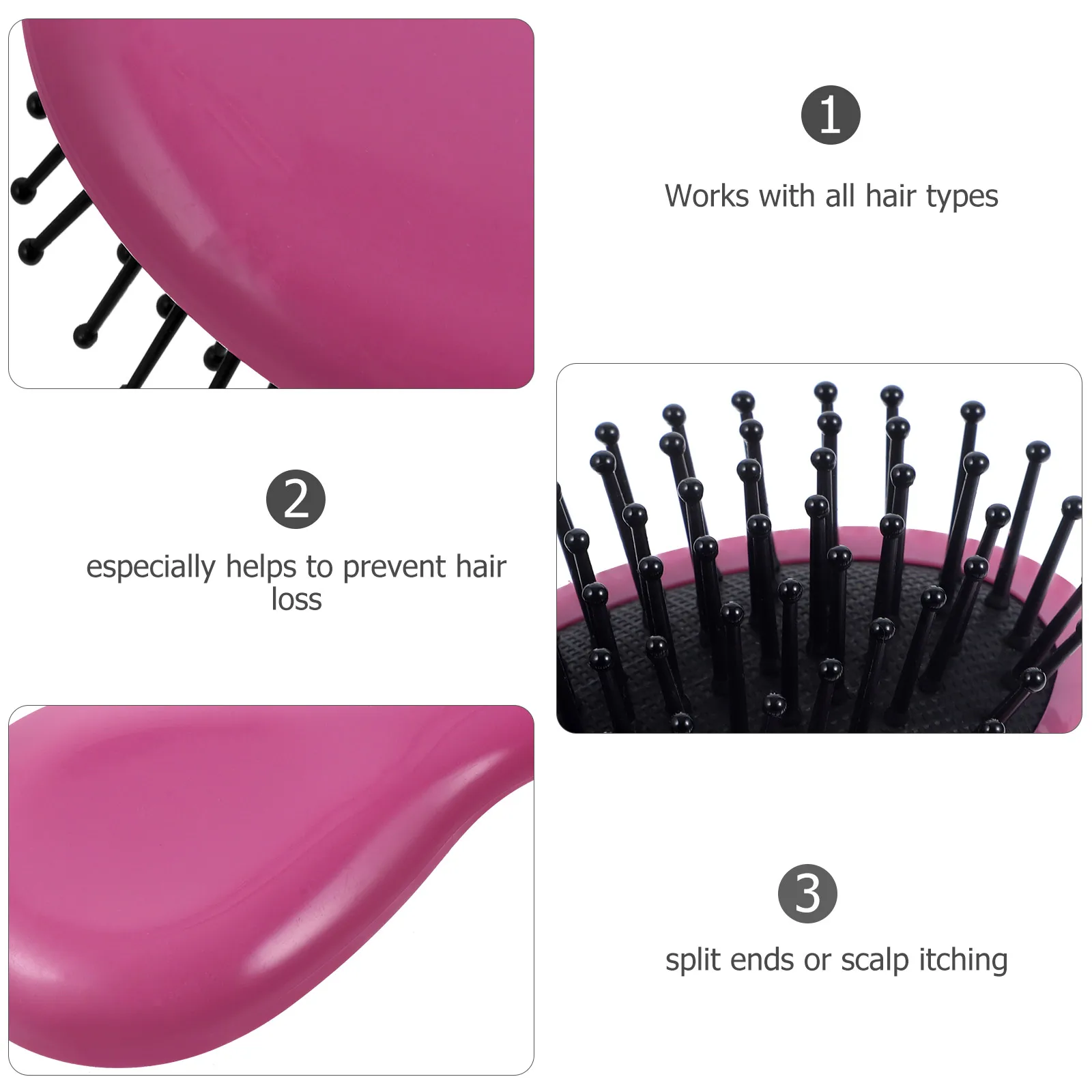 

3pcs Comb Massage Hair Brush Plastic Gentle Child Portable Small Rosy Scalp Detangle Long Short Hair Women Brush