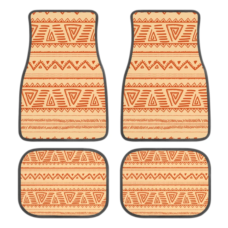 4pcs Car Floor Mats Tribal Pattern Car Floor Mats Non-slip Bottom All Weather Protection Car Carpets Fit For Cars Truck Van And
