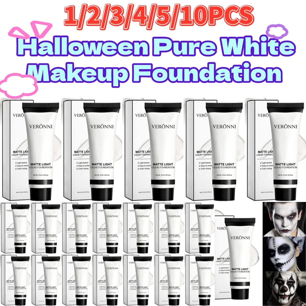 Halloween Pure White Makeup Foundation Mixable Pure White Foundation Adjuster Concealer Face Paint Makeup Clown COS Carnival