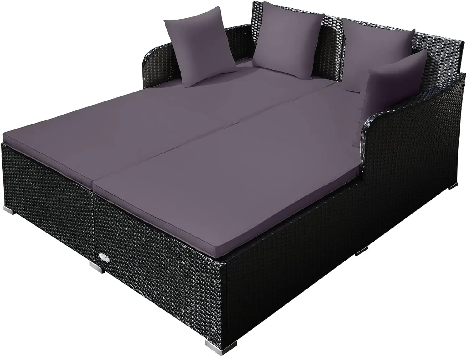 Daybed da esterno in Rattan per Patio, grigio, 61x52x27.5 pollici