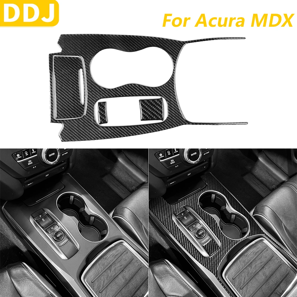 

For Acura MDX 2014-2020 Carbon Fiber Central Control Gear Shift Water Cup Holder Panel Set Trim Cover Car Accessories Sticker