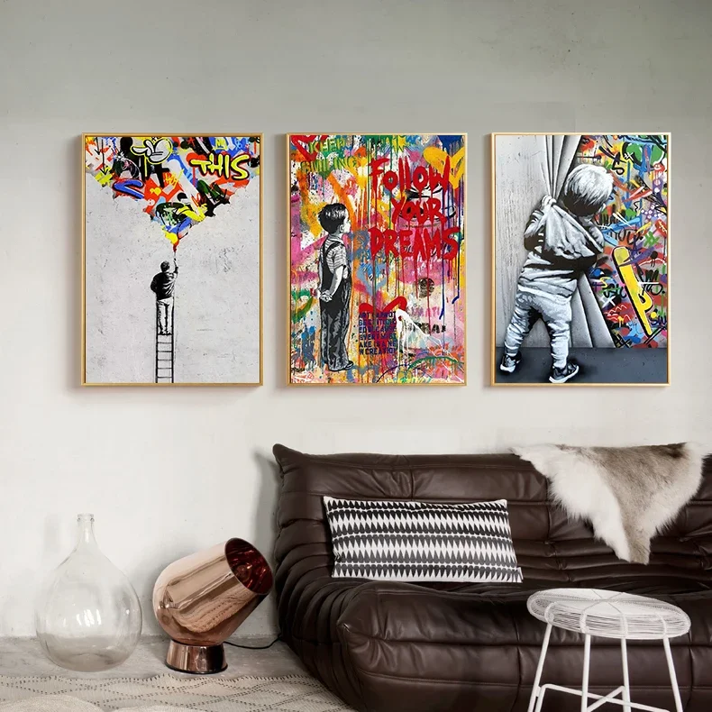 Graffiti Aesthetic Banksy Pop Modern Colorful Fashion Wall Poster Art Canvas Painting Art Picture Living Room Office Home Decor