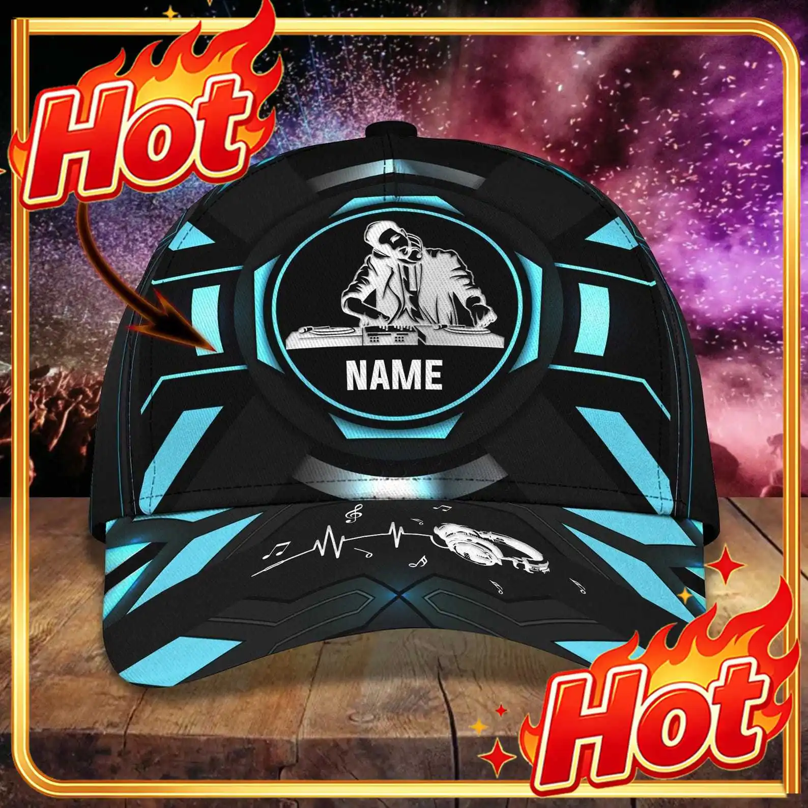 Custom 3D Classic Cap Dj6 Personalized Name Cap, Custom Dj Gifts, Dj Mixer, Disc Jockey Gift, Dj Snapback Cap