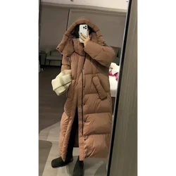 Long Down Jacket for Women, Hooded Coat, Thick Jacket, Warm Outerwear, New Design, Fashion, Winter, 2024