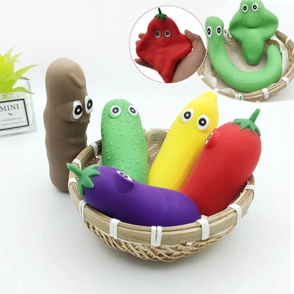 Paquete de juguetes blandos para verduras, juguetes sensoriales elásticos de pepino, alivio del estrés, relleno de arena, regalos de juguete antiestrés para niños