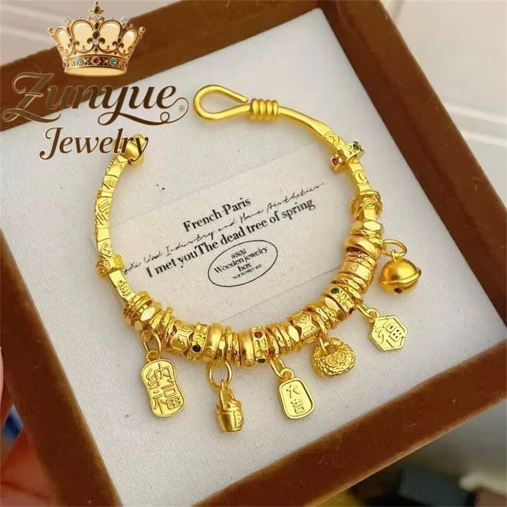 

Sand Gold Coiled Bracelet, Bell Opening Bracelet Luxury Quality Jewelry Fashion Jewelry Best Selling Gift For Friend Charms