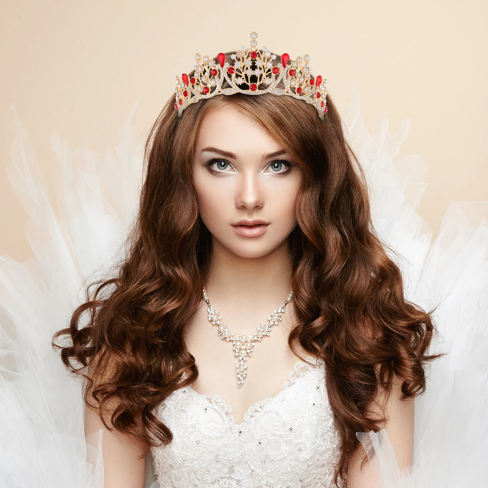 عصابة رأس تاج كريستال من حجر الراين على شكل تاج الملكة للنساء لحفلات الزفاف وحفلات التخرج وأعياد الميلاد