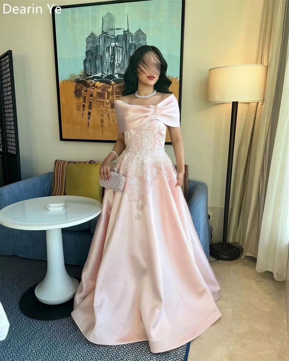 Customized Formal Dress Evening Dearin Off-the-shoulder Ball Floor Length Skirts Draped Ruffle Applique Print Bespoke Occasion D