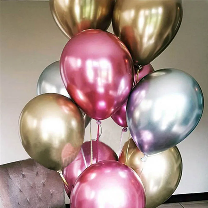 20pcs Chrome Metal Gold Silver Balloon Confetti Set Birthday Party Decorations Adult Kids Helium Globos Air Balls Wedding Decor