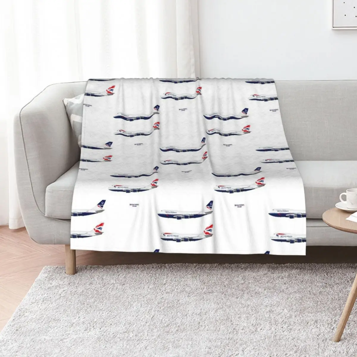 British Airways 747s Throw Blanket Furry Quilt Thermal Loose Sofas Sofa Throw Blankets
