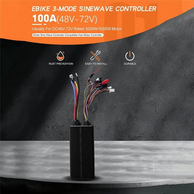 [NEW!A08R】 100A 24-Tube 3-Mode Sine Wave Controller 48V-72V 3000W-5000W Motor For UART No. 2 Protocol Communication