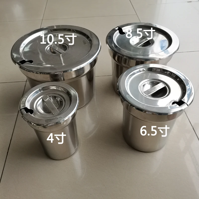 Stainless steel with lid porridge bucket and milk tea bucket with gap lid buffet stove Hotel KTV soup stove liner tableware