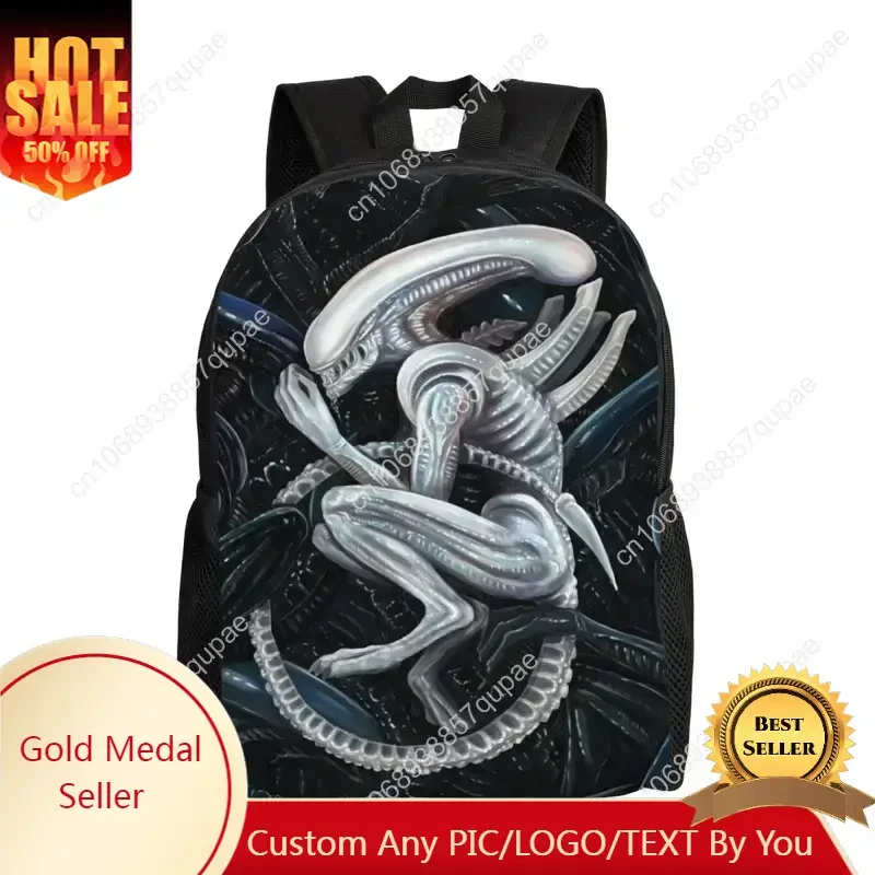 Alien Predators Comics Laptop Backpack Men Women Basic Bookbag for College School Student Science Fiction Horror Bag