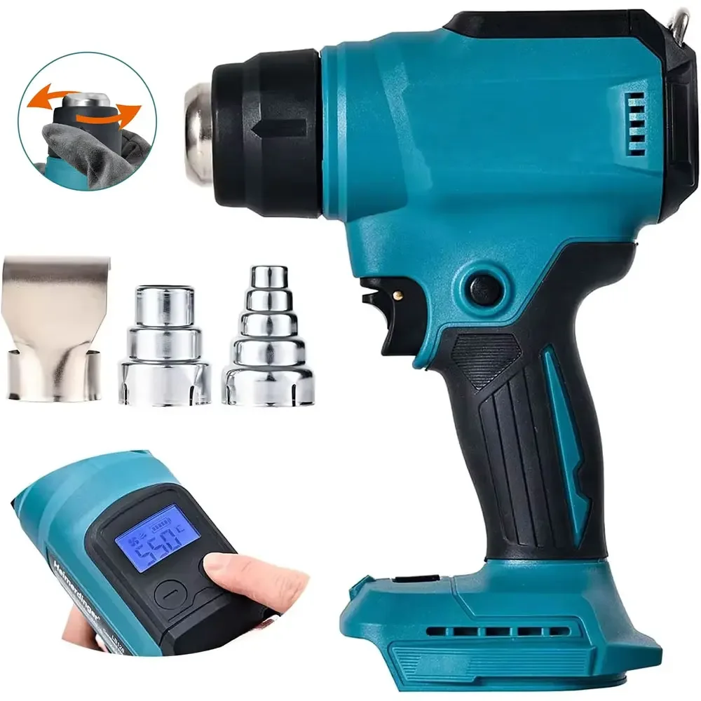 18V Heat Gun Shrink Wrapping Tool Hot Air Gun Air Dryer Soldering Thermal Blower with LED display, Tool only, No battery