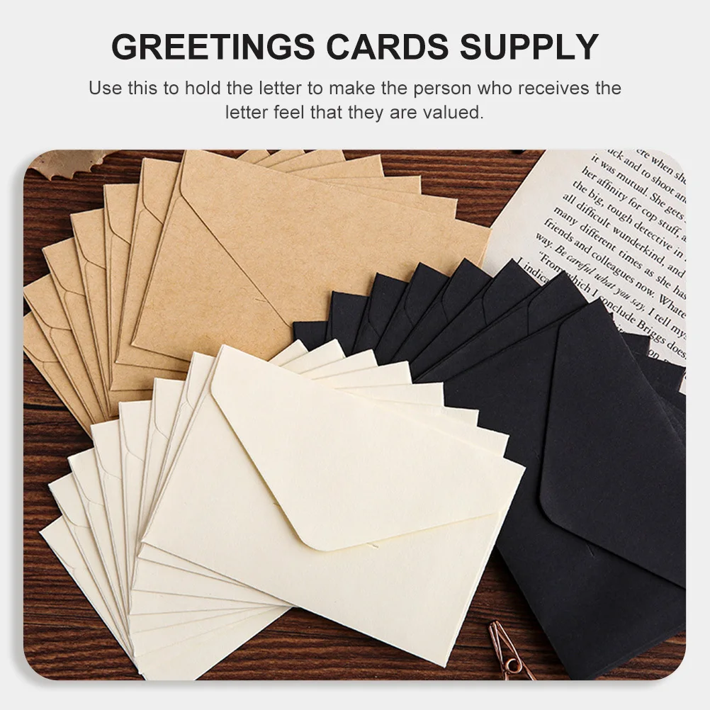30Pcs Retro Kraft Paper Envelopes Vintage Design Rectangular Miniature Letter Envelopes for Greetings Cards Envelope
