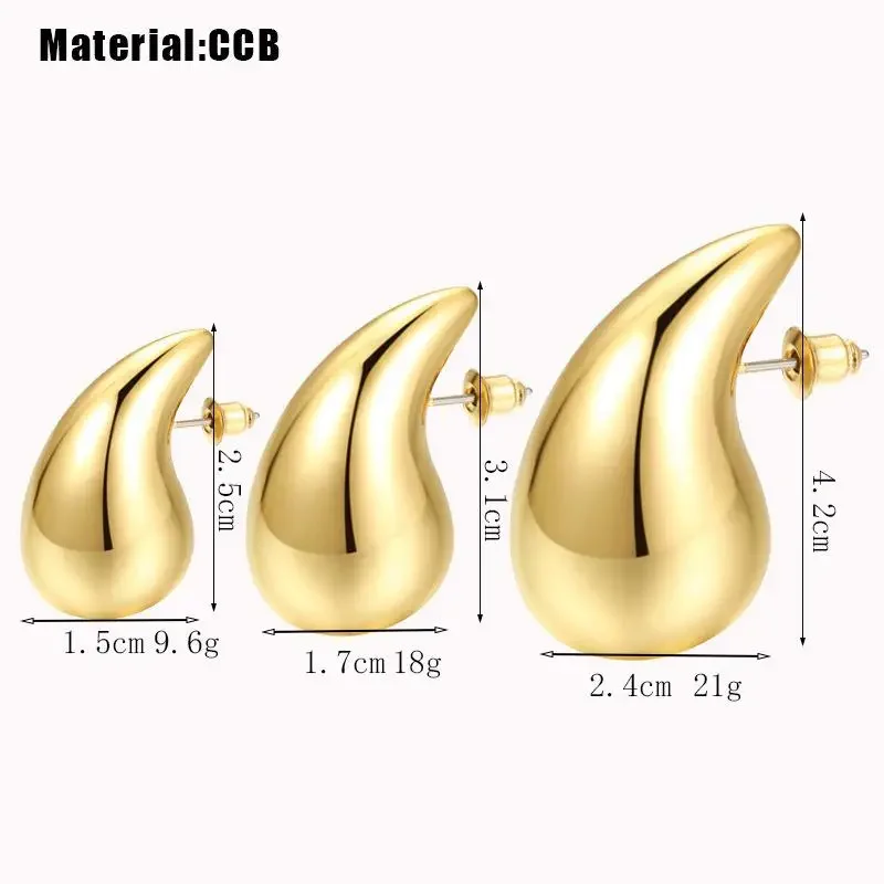 Exaggerate Big Water Drop Earrings For Women Glossy Gold Plated Oversize Chunky Drop Earring Lightweight Stainless Steel Jewelry