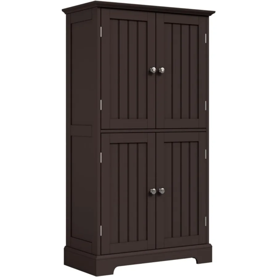 Modern freestanding bathroom floor cabinet with 4 doors and adjustable shelves for versatile storage in bathrooms living rooms
