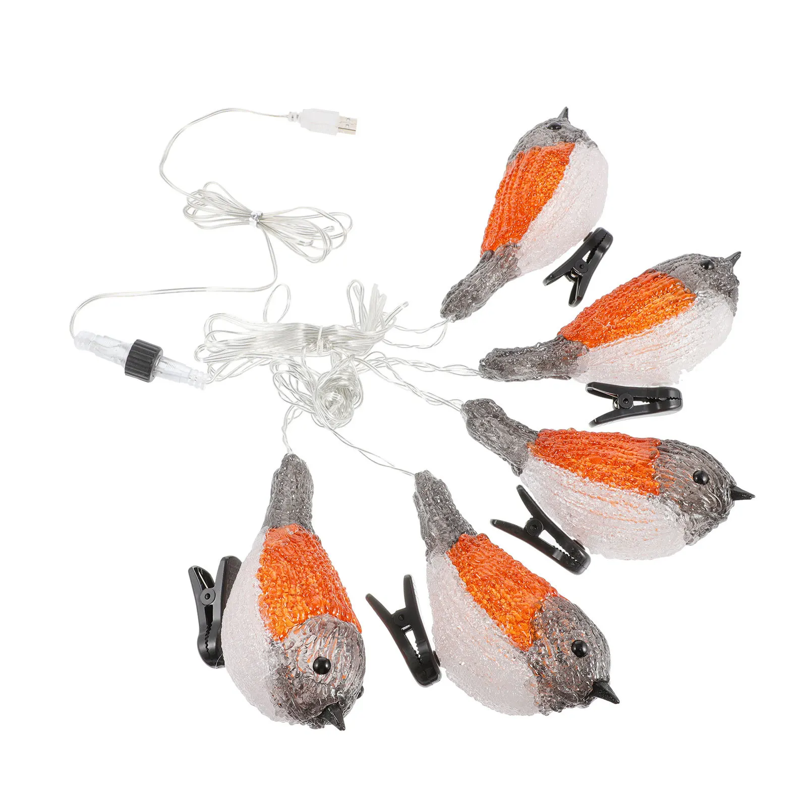 LED Bird String Light Robin Shape Solar Powered Outdoor String Lamp Festival Decoration Garden Balcony Warm