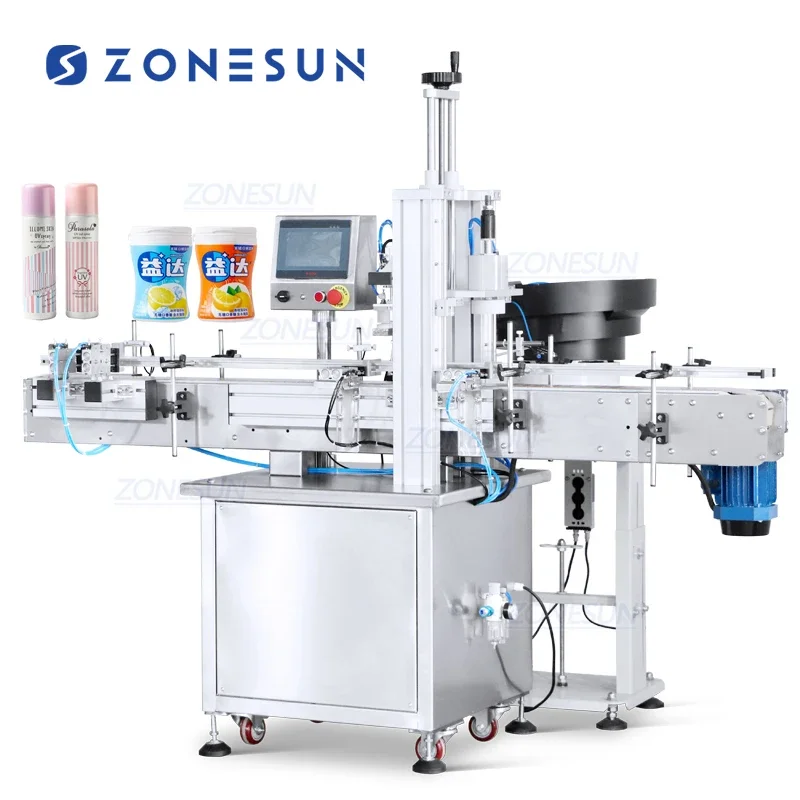 ZONESUN ZS-XG440G Automatic Plastic Tear Off Bottle Candy Tear Band Tamper Evident Bottle Cover Cap Pressing Capping Machine