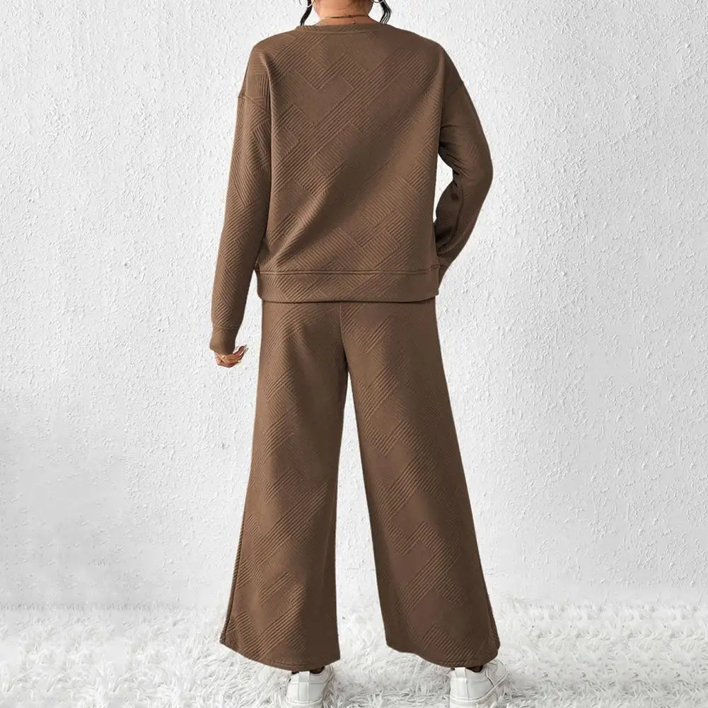 

Women Solid Color Sport Clothes Women's Solid Color Sport Sweatshirt Wide Leg Trousers Set with Drawstring Elastic for Fall
